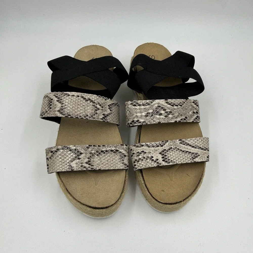 Soho Elite Sandals Womens Size 10 Faux Snake‎ Strappy Espadrille Platform Cork